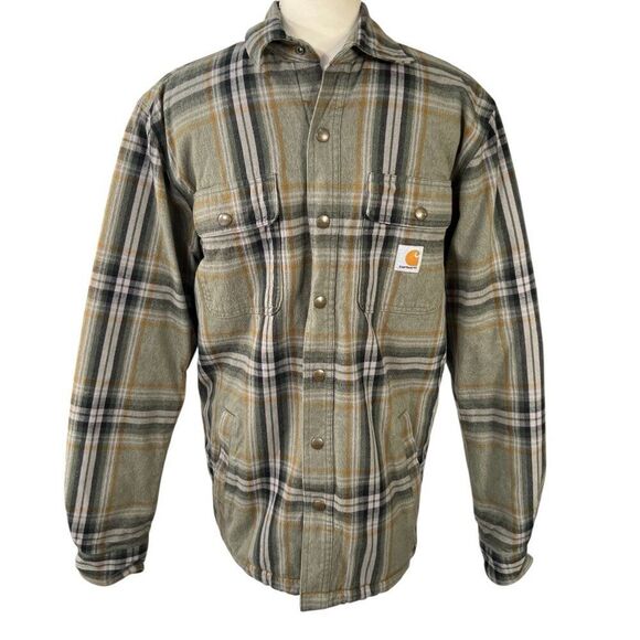 Carhartt Other - Carhartt Men's Relaxed Fit Plaid Flannel Shirt Sherpa Lined Shirt Jacket Size S
